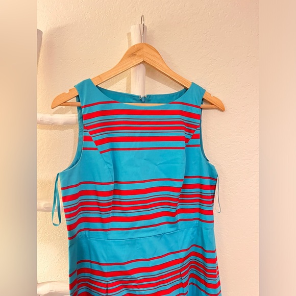 Talbots Red/Blue Striped Fit Flare Dress - Picture 7 of 10